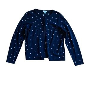 Christopher & Banks snowflake long sleeve button down medium black